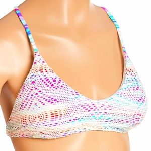ISLAND SOUL Bikini TopTribal Multi Crochet Size M NWT